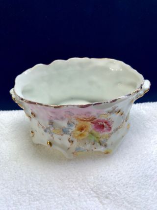 RS PRUSSIA Early Years OPEN SUGAR BOWL Floral Mixed Flowers - Unmarked 5