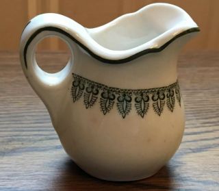 Vintage Buffalo China Restaurant Ware Creamer Green Trim With Leaves
