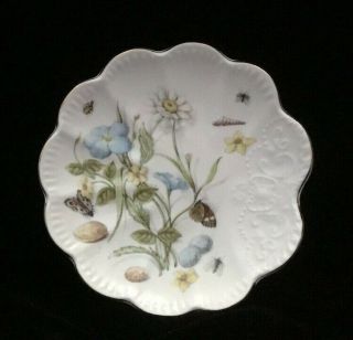 Nwt Little Switzerland Aynsley Floral And Butterfly Fan Dish