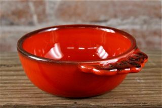 Vintage Metlox Poppytrail Red Rooster Red Handled Open Soup Bowl