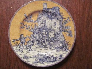 One American Aletier English Toile Salad/dessert Plate Yellow Blue $5071