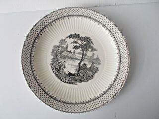 Wm Adams & Sons Ironstone England Black & White Minuet Dinner Plate