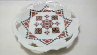 6 - 3/4 " Display Plate/dish Eastern European Embroidery Motif Design Red Black