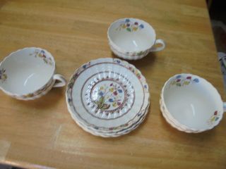 Set Of 3 Spode Copeland Cowslip Tea Cups And Saucers - Made In England