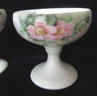 R.  S.  Tillowitz Hand Painted Porcelain Goblets Glasses - Set of 2 - Flowers 2