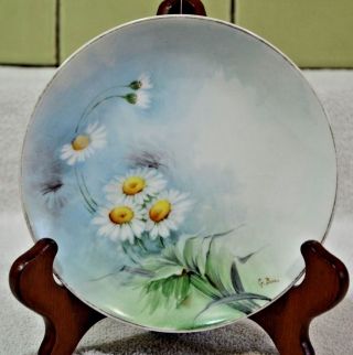 Antique Ginori Italy Cabinet Plate Hand Painted Signed Floral (029)