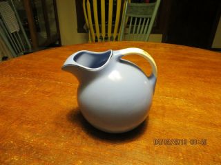 Vintage Ball Cornflower Blue Water Pitcher By Hall 633 Made In Usa X.  Cond.