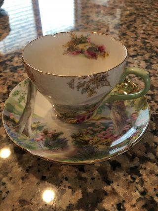 Shelley Vintage Bone China Tea Cup And Saucer " Woodland " From England 13348.