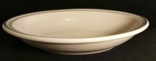 Vintage Syracuse Restaurant Ware White With Green Stripe Oval Serving Bowl 9.  5 "