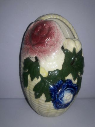 Vintage Flower Basket Wall Sconce.  Ceramic