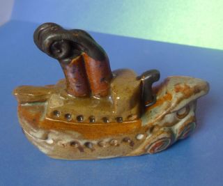 Vintage Tremar Uk British Studio Art Pottery Figurine Ship Tug Boat Collectibles