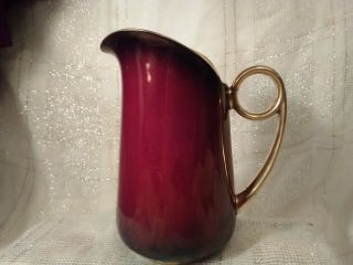 Vtg Red And Gold Rare Looped Handel Carlton Ware Ceramic/porcelain Pitcher