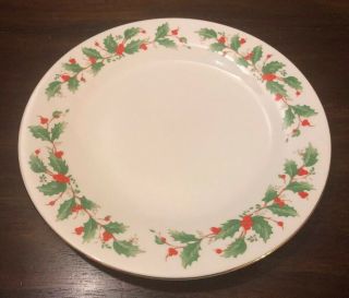 Noel China Pearl Fine China 10.  5 " Dinner Plate Holly Leaves And Berries