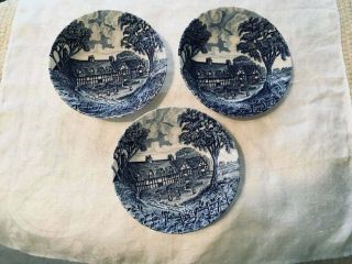 Set Of 3 Blue And White Shakespeares Country Berry Bowls Royal Essex Ironstone