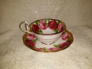 Vintage Royal Albert Bone China “old English Rose” Footed Tea Cup Saucer Stripe