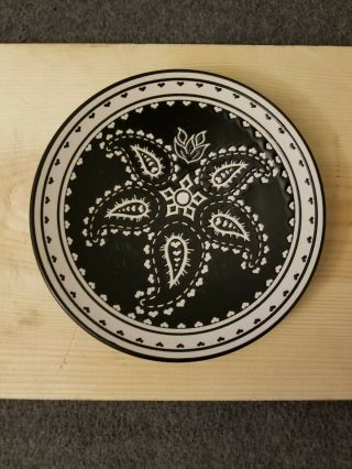 Target Home Hmq108 Stoneware Black & White Paisley Salad Plate 8 1/4 "