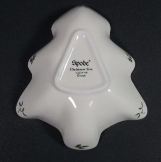 Spode Christmas Tree Shaped Dish 6 inches Green Trim Candy Nuts Mints 2