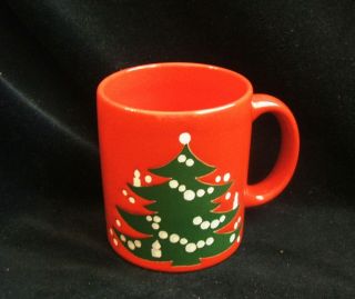 1 Vintage Waechtersbach Red Green White Christmas Tree Coffee Cup Tea Mug