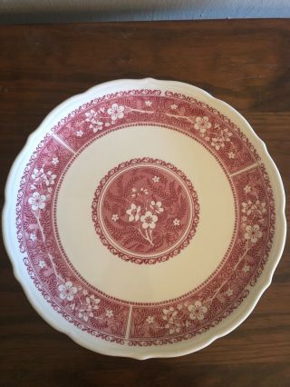 Strawberry Hill,  Large Dinner Plate,  Scalloped Edge,  Red Filigree,  Pretty Floral