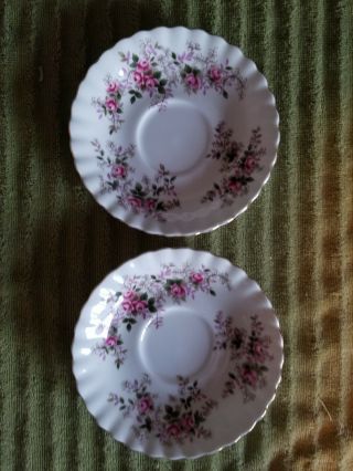 Royal Albert Lavender Rose Bone China England Set Of 2 Saucers 5 1/2 "
