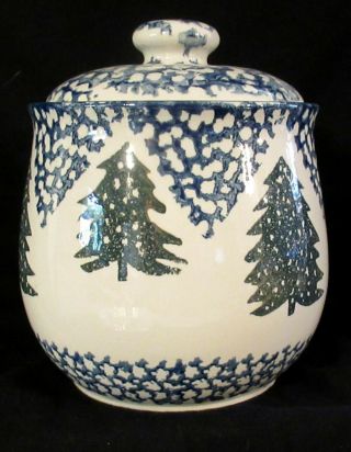 Folk Craft Cabin In The Snow Sponge Cookie Jar By Tienshan Stoneware