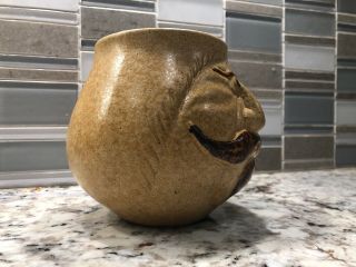 Pottery Craft USA Coffee Mug Raised Face Mustache Man Vintage Stoneware 5