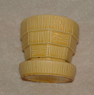 Vintage Mccoy Pottery Basket Weave Yellow Pot Planter 4 Inch Textured