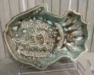 Vtg Big Sur California M I K Originals Pottery Fish Shape Ashtray Tidbit Dish