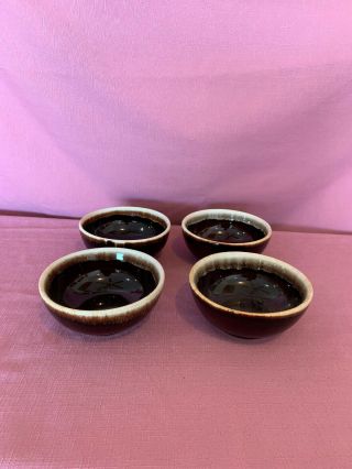 Set Of 4 Pfaltzgraff Brown Drip Gourmet Soup / Cereal Bowls 5 1/2 ".  5a