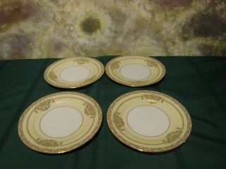 Noritake Bancroft Pattern Lunch/salad Plates Set Of 4 8 1/4 " Gold Filigree