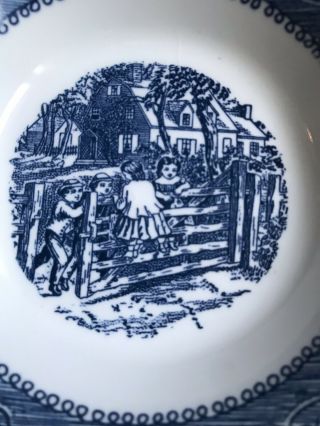4 Royal China Currier And Ives Fruit Sauce Bowls The Old Farm Gate Blue & White 2