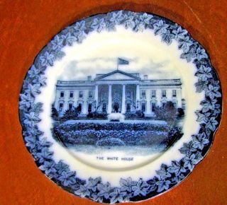 Flo Blue Plate The White House 9 " Vintage