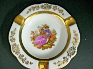 Sa Limoges France Vintage Victorian Couple Porcelain Ashtray Fragonard Ashtray