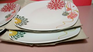 4 Holiday - Jewel Dinner Plates by Corsica Home,  Green Gold & Red Ornaments. 3