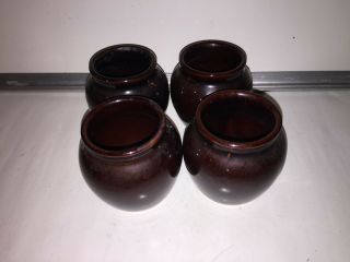Vintage Set Of 4 Small Baked Bean Pots Made In U.  S.  A.