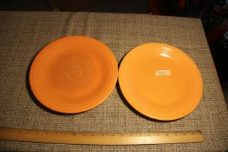 Two Fiestaware - Dinner Plates 10 1/2 " Tangerine - Orange Retired
