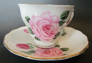 Royal Vale Teacup And Saucer With Pink Roses