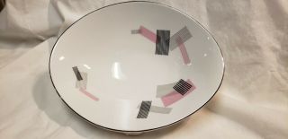 Mid - Century Modern Atom Pink And Black Noritake 1357 10.  5 In Long Serving Bowl