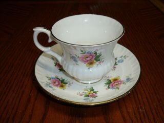 Vintage Crown Staffordshire Fine Bone China Footed Tea Cup & Saucer Set England