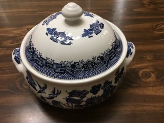 Churchill Blue Willow Covered Serving Bowl