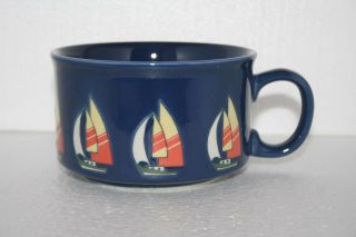 Vintage Otagiri Japan Fleet Of Sailboats Ceramic Stoneware Soup Mug Cup Ocean