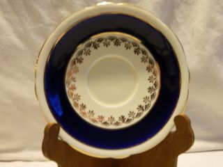 Vintage John Aynsley Cobalt Blue,  Gold And White Porcelain Saucer