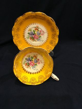 Ornate Yellow Floral Bouquet Royal Standard Tea Cup and Saucer NR 2