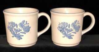2 Pfaltzgraff Yorktowne Blue & Grey 3 1/2 " - 10 Oz Mugs/cups