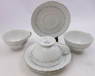 Style House China - Carillon - Blue Rose - Set Of 3 - Tea Cup W/ Saucer (52r8)