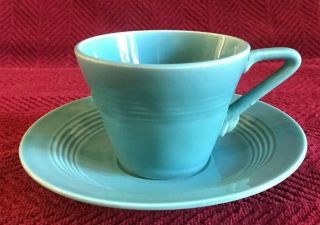Vintage Harlequin Turquoise Cup & Saucer Homer Laughlin