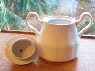 Vintage Colonial English Ironstone Handle Sugar Bowl Lid Sterling J.  & G.  Meakin 2