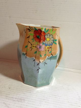 Antique Vintage Hand Painted Porcelain Lusterware Pitcher Made In Japan
