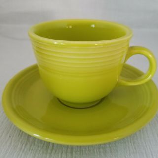 Homer Laughlin Fiesta Ware Cup & Saucer Chartreuse/lemon Grass