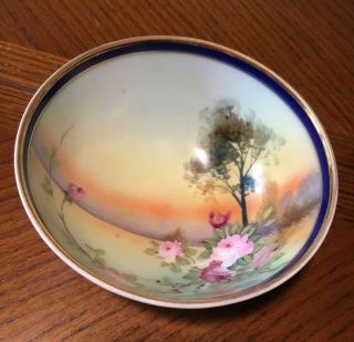 Vintage 3 Footed Hand Painted Nippon Porcelain China Candy Dish Nut Bowl